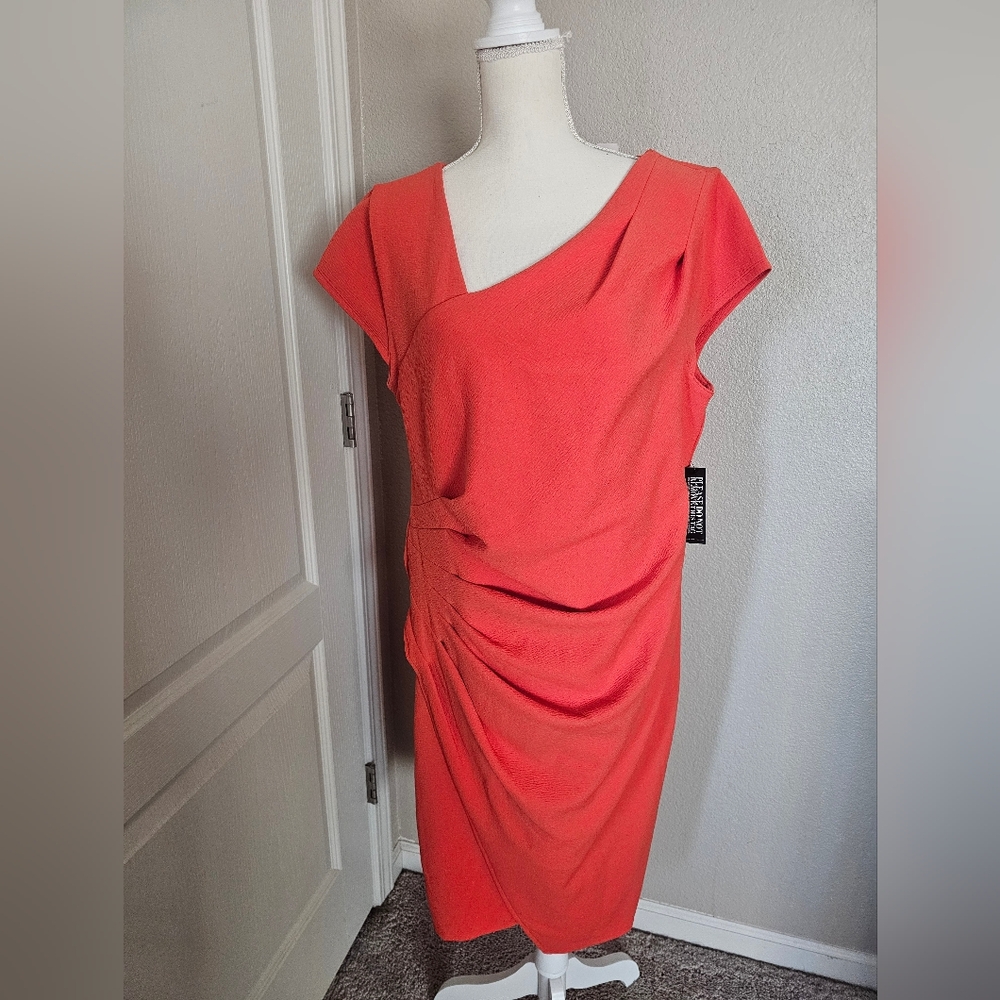 New York & Company One Shoulder Orange Dress